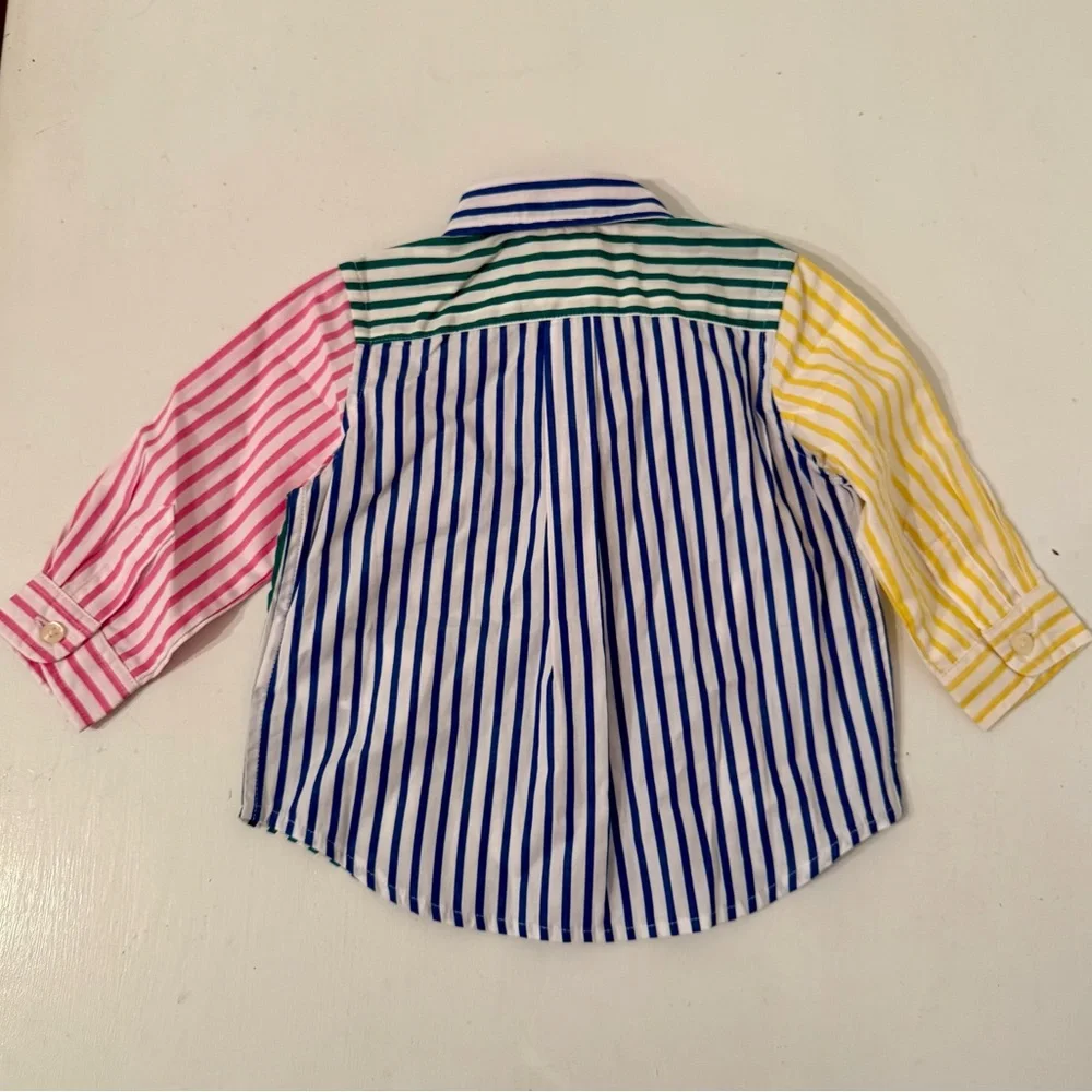 6M NWT Ralph Lauren Baby Boy Striped Cotton Poplin Shirt - Picture 2 of 3